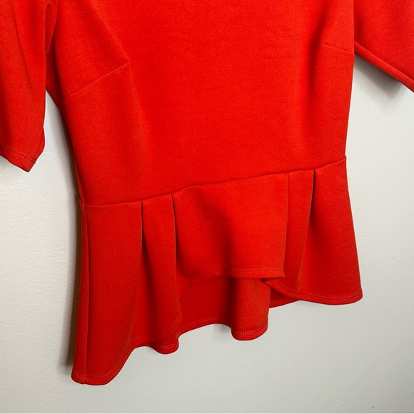 ASOS PEPLUM SHORT SLEEVE TOP IN BURNT RED SIZE 2 - Picture 3 of 6